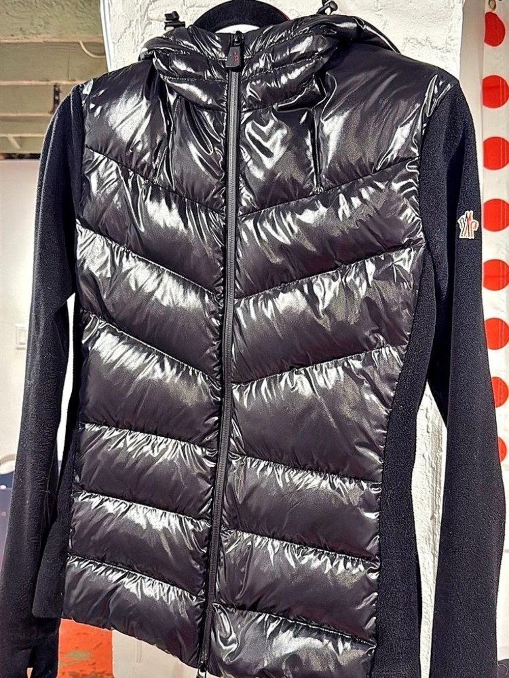 Moncler Maglia Tricot Down Front Hooded Cardigan Black Hooded Puffer Jacket Like